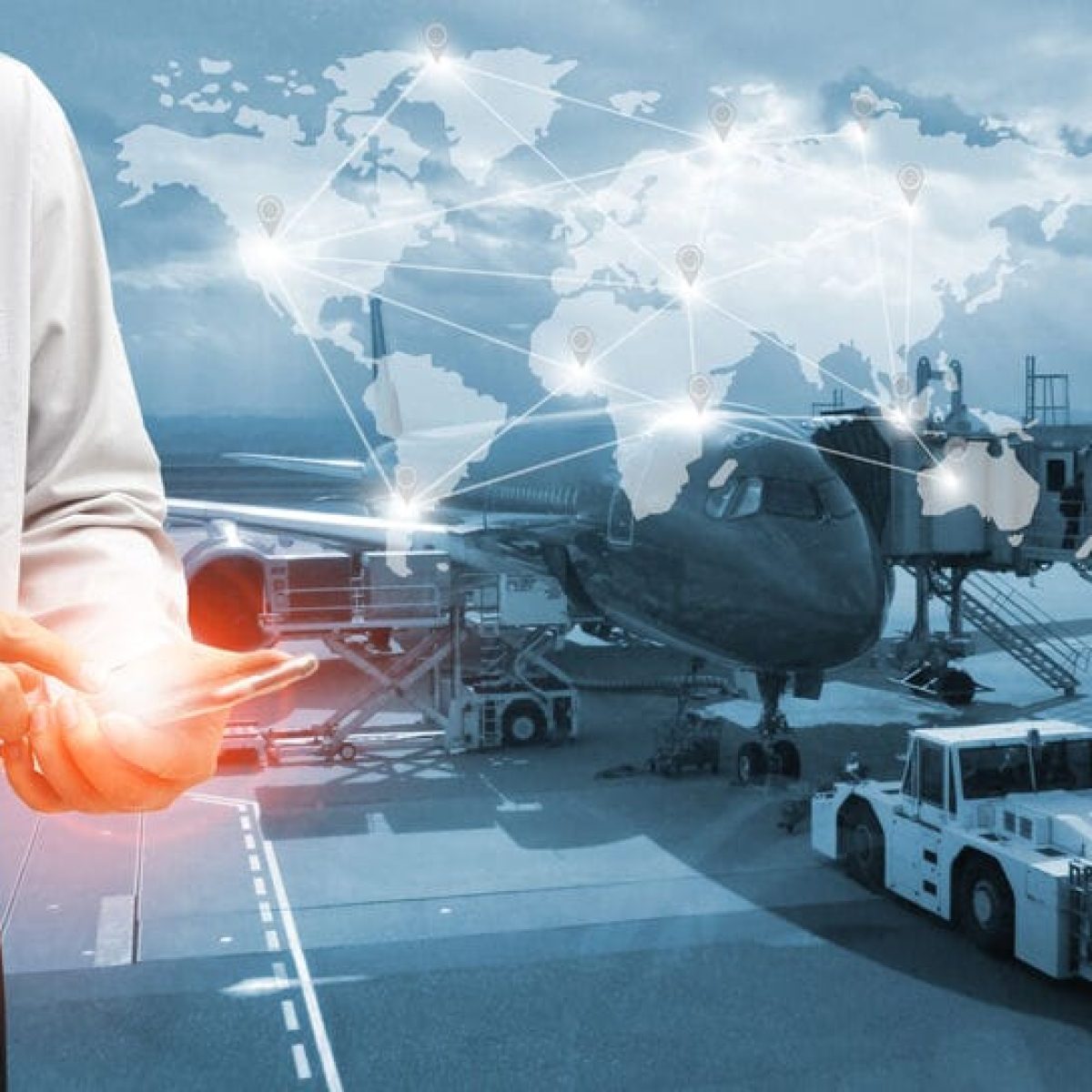 The world logistics  background or transportation Industry or shipping business, Container Cargo  shipment , truck delivery, airplane , import export Concept