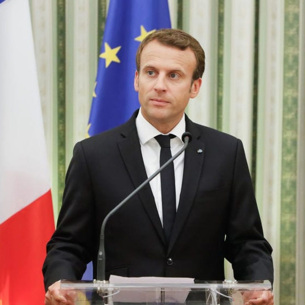 Athens, Greece - September 7, 2017: French president Emmanuel Macron with his wife Brigitte during a welcoming ceremony at the presidential palace in Athens, as part of his two-day official visit to Greece.