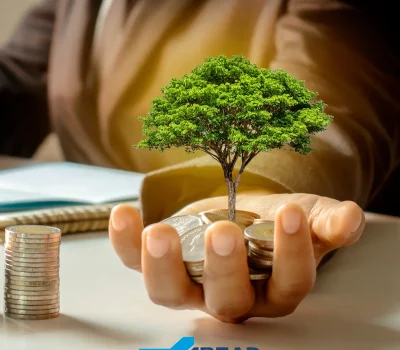 Image d'un homme au travail montrant sa pomme où pousse un arbre dont la racine est représentée par des pièces de monnaie. À côté, d'autres pièces de monnaie. Cette image représente les aides régionales en Île-de-France, notamment les dispositifs Innov'up, PM'up et TP'up.