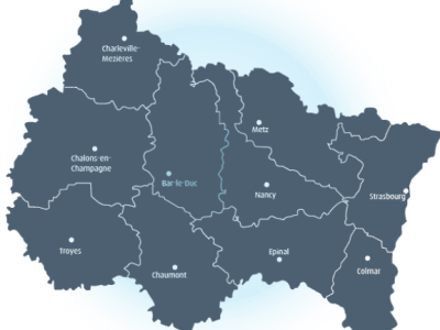 Carte du Grand Est illustrant les aides régionales pour entreprises en 2026